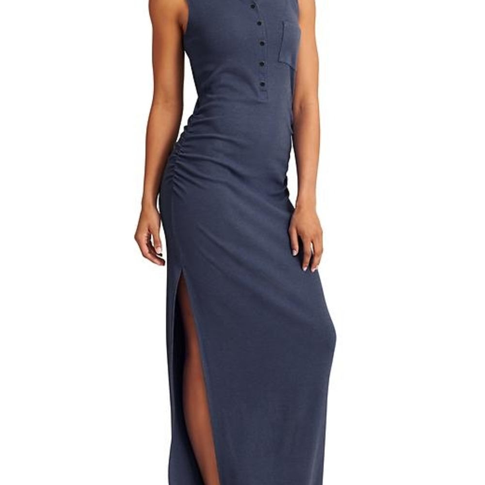 Athleta Blue Sheath Maxi Dress Sleeveless Halter